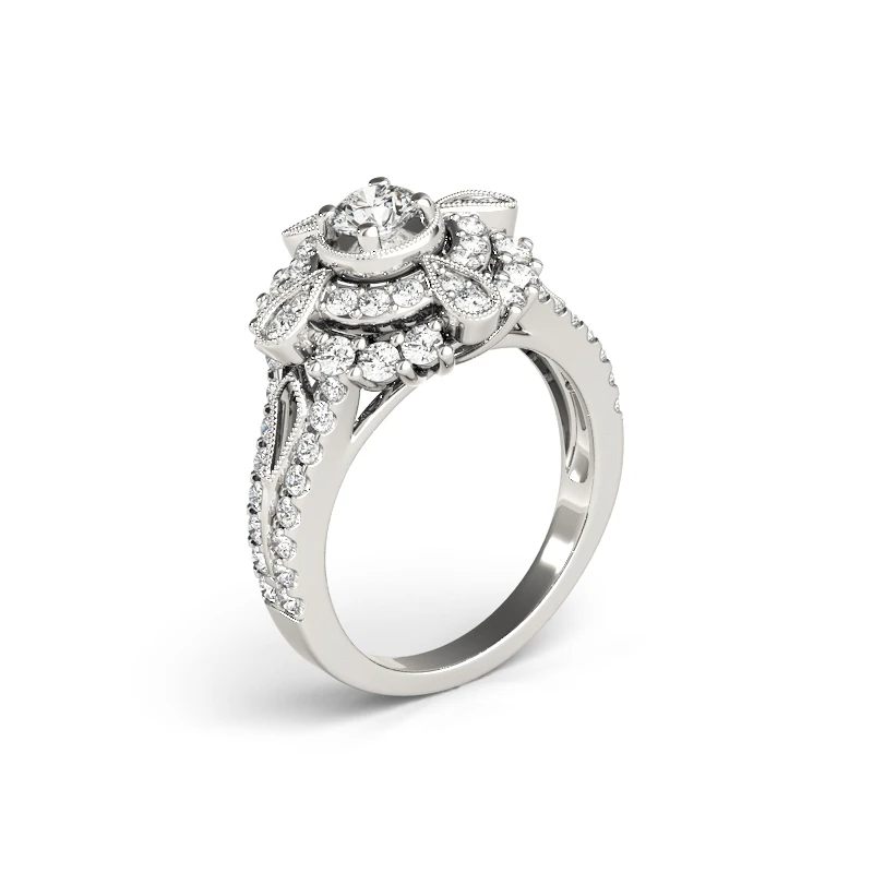COLORFISH круглая Груша Форма Halo АНТИЧНЫЙ прокрутка обручальное кольцо для женщин модные ювелирные изделия Женское серебро 925 пробы обручальное кольцо
