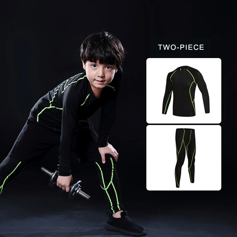 Kids Child compression base layer running pants shirts Player Stars