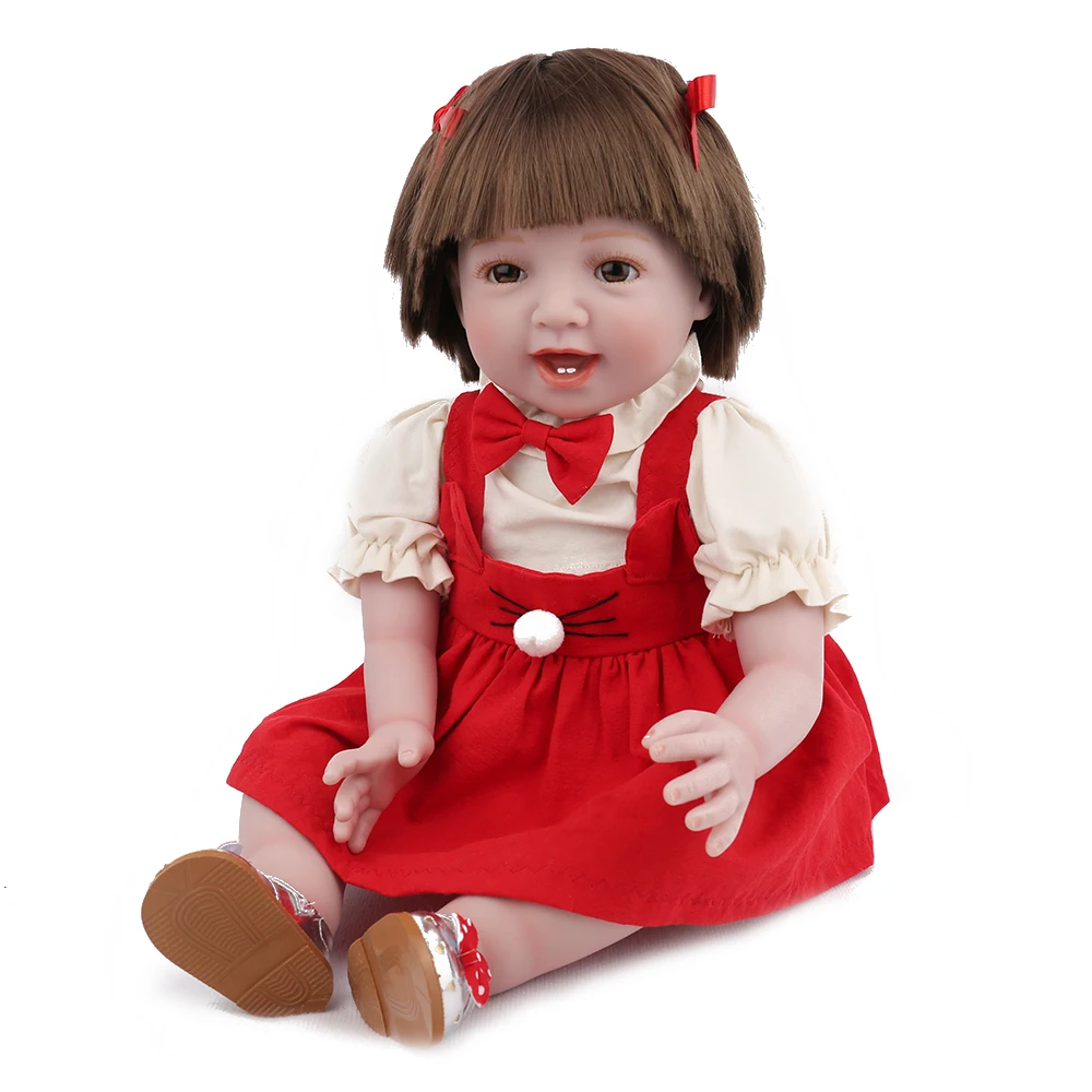 NPKDOLL 22 дюйма Reborn Doll силиконовое тело 55 см красная одежда для девочек милые игрушки
