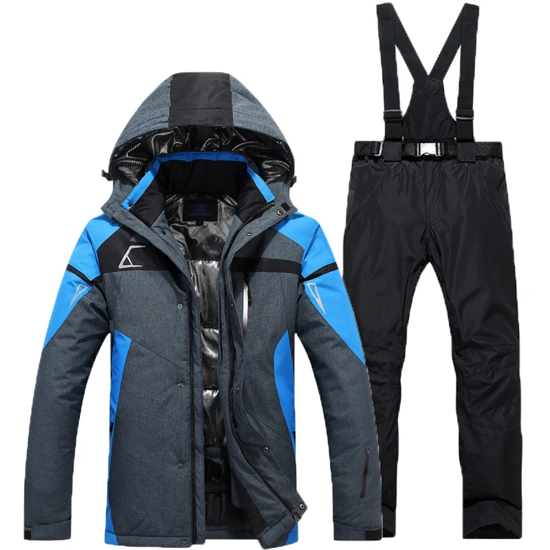 Одежда для отдыха на природе, катания на лыжах, сноуборде, супер теплая куртка+ штаны, набор,, мужской лыжный костюм, мужской ветрозащитный водонепроницаемый
