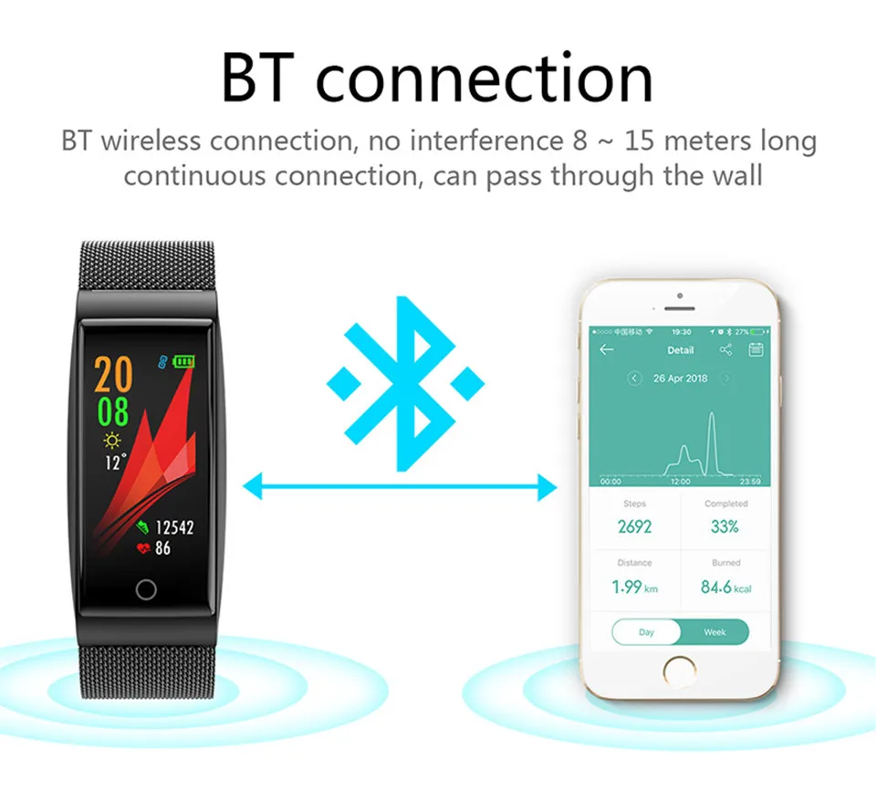 Новые плавательные Смарт-часы водонепроницаемые IP68 кровяное давление сердечный ритм спортивный умный Браслет цветной экран браслет сообщение