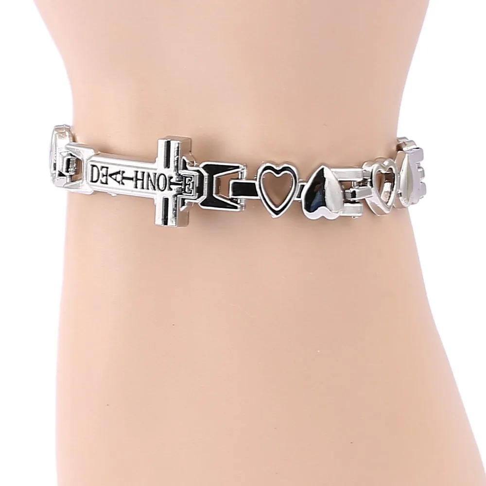 

Julie Death Note Letters Logo Bracelets Bangles Fashion Jewelry Cross Model Alloy Bracelet For Fans Wristband Christmas Gift