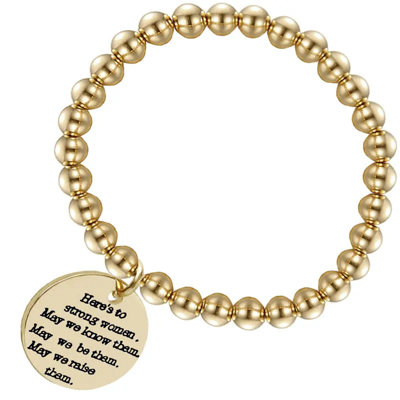 Inspirational Quotes Charm Bracelets tainless Steel Beads Bracelets