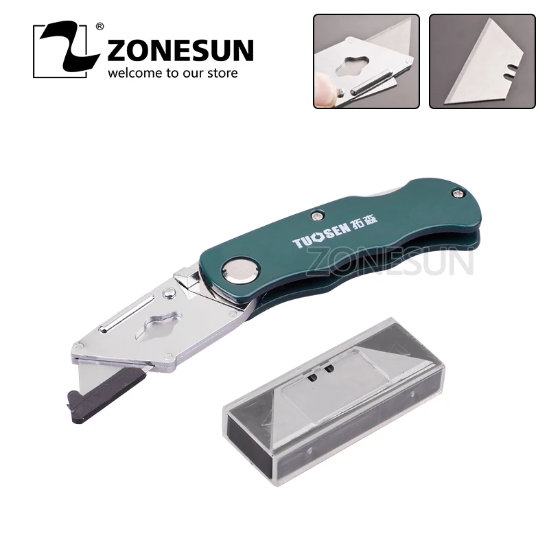 

ZONESUN 3PC Folding Utility Knife Set Stainless Steel Knife Quick-change Knife