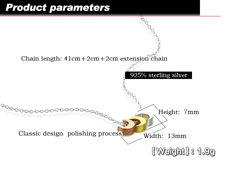 Новый S925 стерлингового серебра Цепочки и ожерелья Три Цвета Луна подвеска дизайн для девочек элегантные твердые серебряные ювелирные