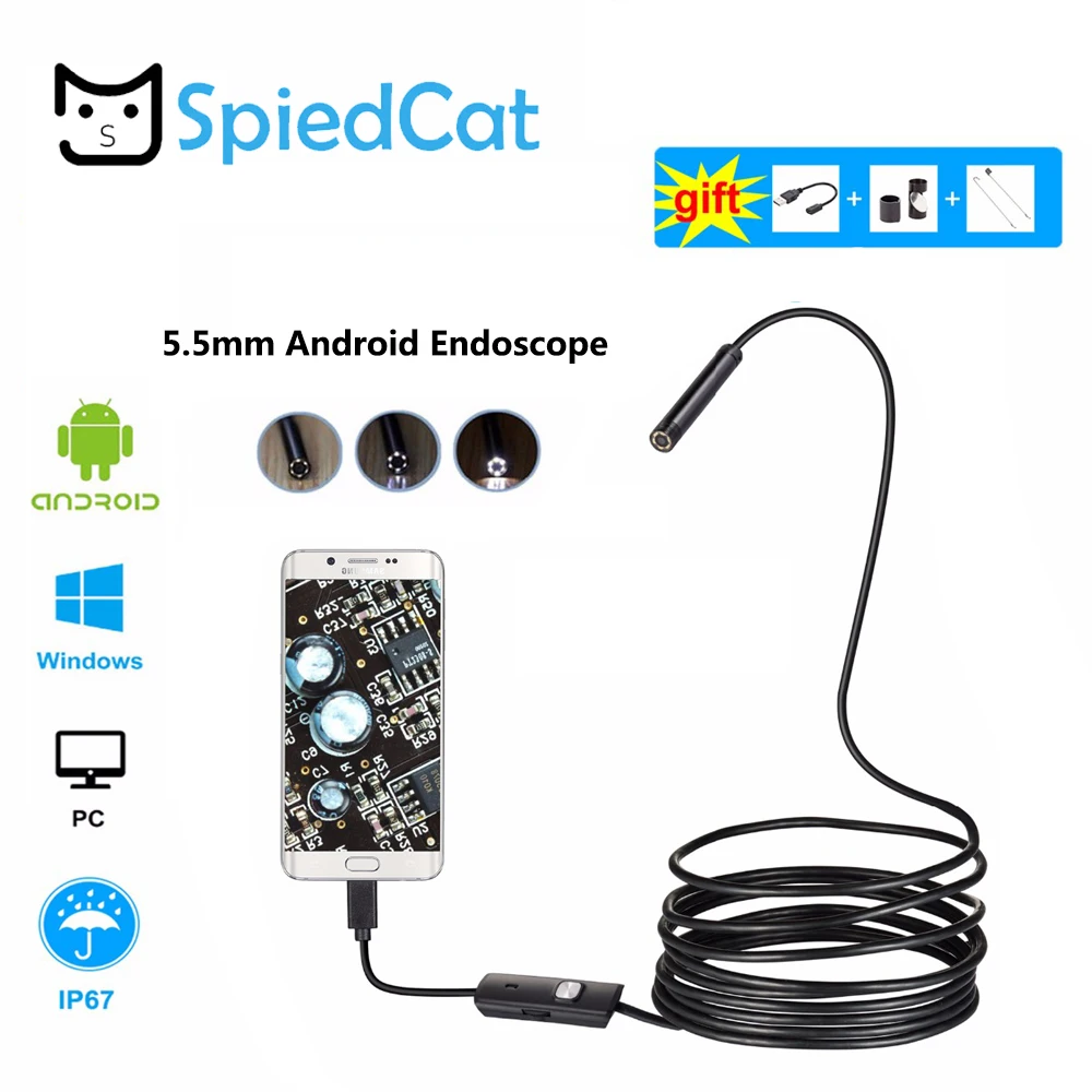720P Android эндоскоп камера 1 м 2 3 5 гибкий мини осмотр бороскоп кабель MicroUSB