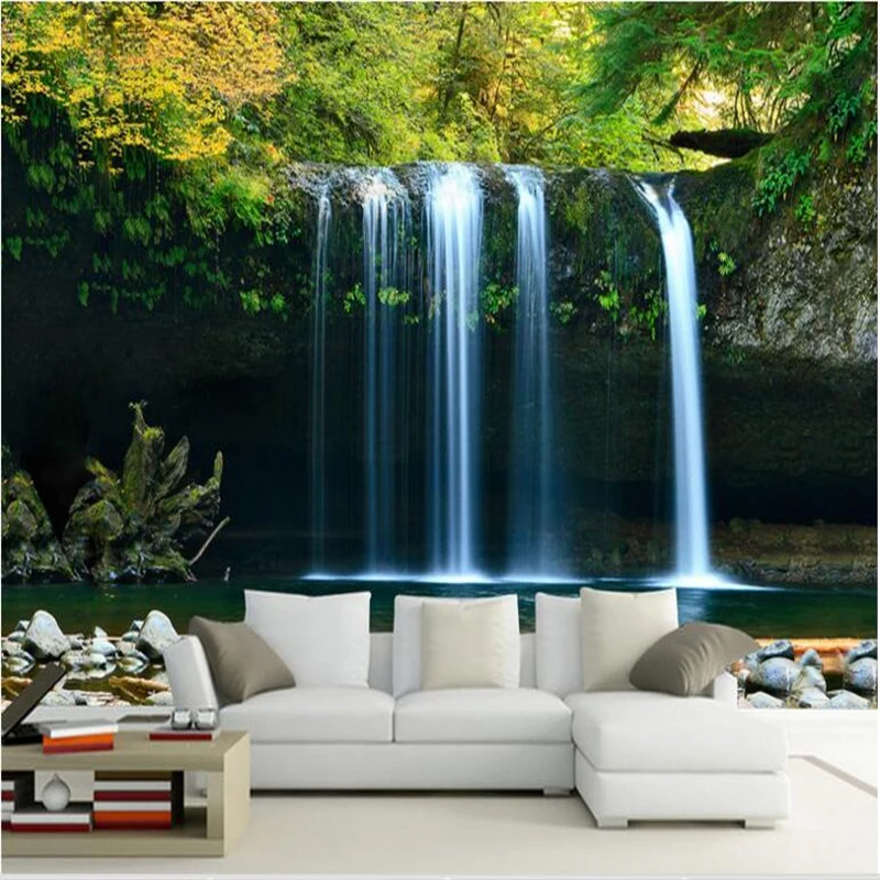 

beibehang Large custom wallpaper 3D waterfalls water sofa bedroom television river TV background wall home decoration painting