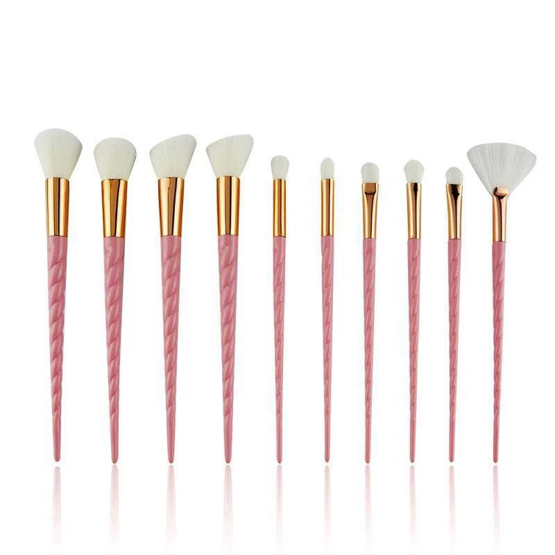 10pce Face Beauty Makeup Brushes Tool Unicorn Set Cosmetic Foundation Eyelash Eye Shadow Eyeliner Lip Brush Bag Beili Amazon Hot (3)