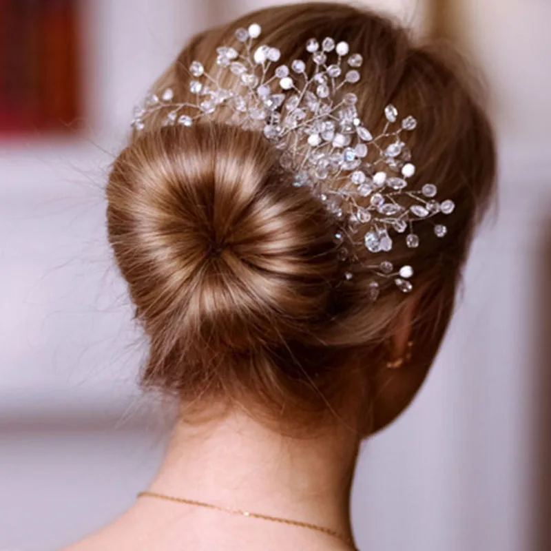 

Metting Joura Wedding Party Romantic Crystal Faceted Beads Hair Comb Bride Bridal Crystal Rhinestone Pearl Hair Accessories
