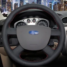 BANNIS Preto de Couro Artificial DIY Mão-costurado Cobertura de Volante para Ford Focus 2 2005-2011