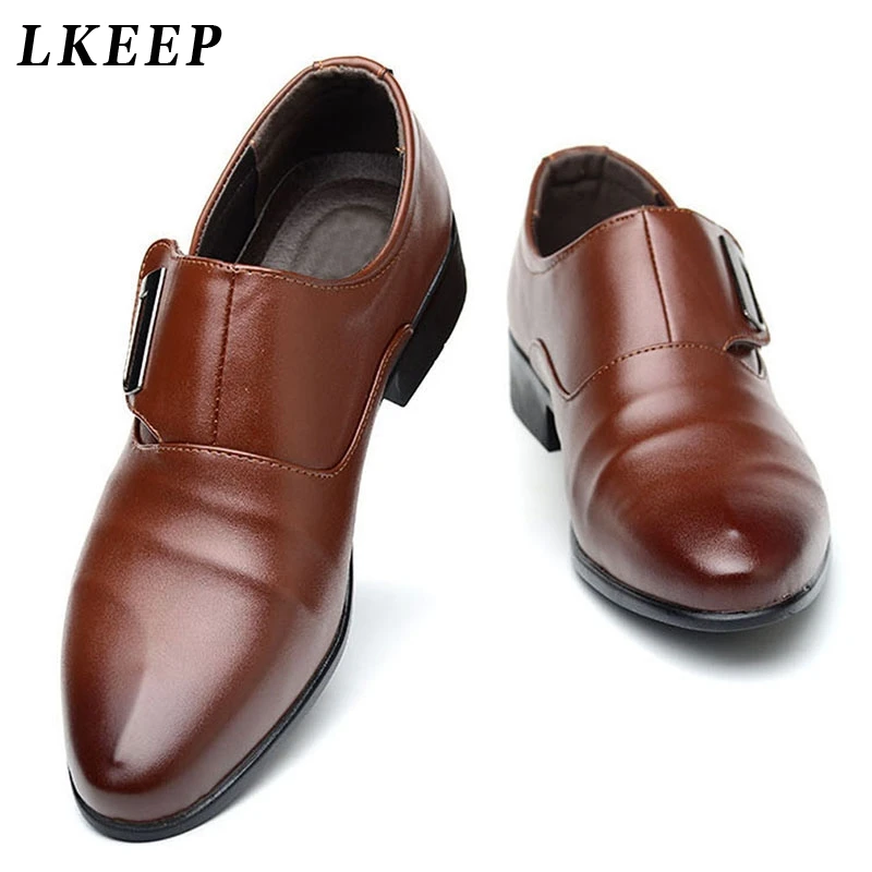48 Nouveau Noir Unique Taille Glissement Brun Mâle Black De Chaussures Marque Mariage Formelle Partie Hommes Bussiness Boucle Bureau brown Sur Robe Plus HqvwHg