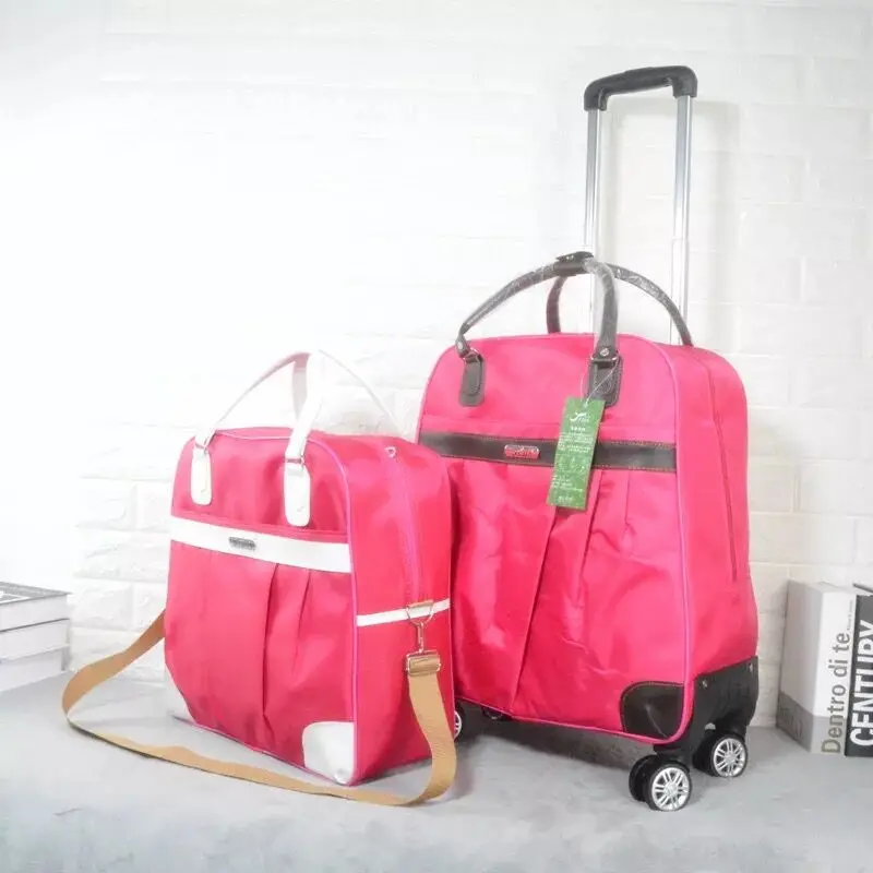 Чемодан на колёсиках Модный водонепроницаемый чемодан vs сумка для переноски женщин и девочек на колесиках Дорожная сумка на универсальном колесе - Цвет: as the picture shows