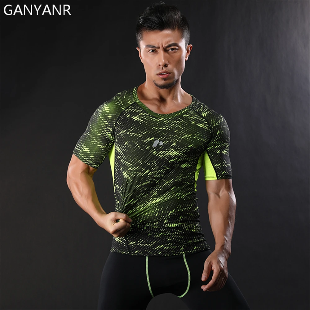 

GANYANR Running T Shirt Men Basketball Tennis Compression Gym Jogging Fitness Exercise Tights Rashgard Tops quick dry Sportswear