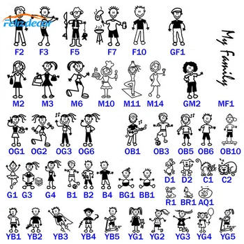 13cm tall Stick Figure My Family People Car Decal Sticker For Car Window Phone Notebook Dad Mom Kids Pattern Cars Stickers L960