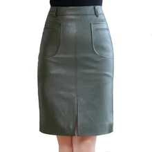 Высокая талия осень зима из искусственной кожи мини юбки для женщин прямая короткая юбка размера плюс 5XL карман тонкая Повседневная Дамская Нижняя юбка