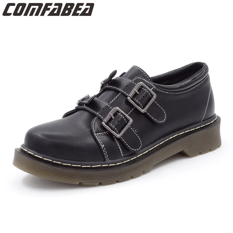 

Ladies Oxfords Shoes 2019 Spring Autumn Black Casual Fashion Shoes Flats Creepers Punk Harajuku Buckle Shoes