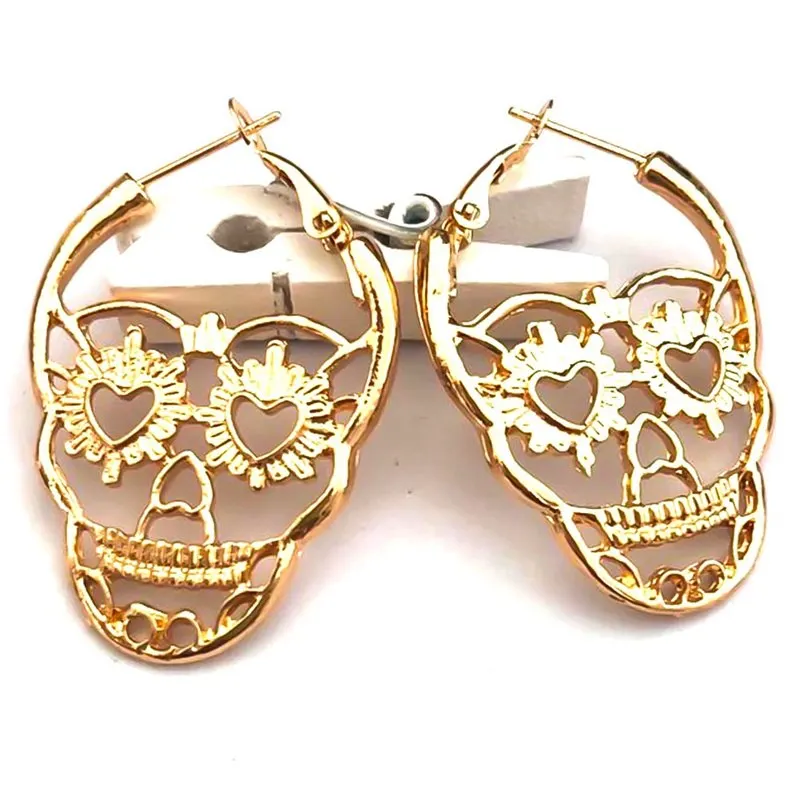 

1 Pair New Steampunk Silver Color Skull Stud Earrings Vintage Retro Hollow Skeleton Piercing Ear Gothic Punk Jewelry