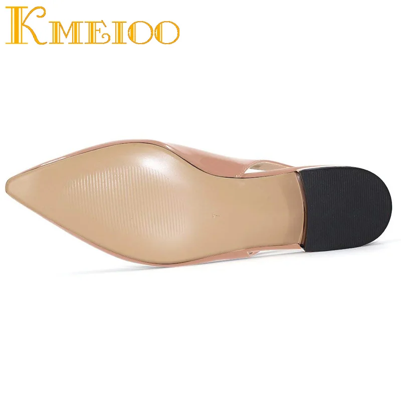Kmeioo/Лидер продаж года; женская обувь; босоножки с острым носком; босоножки с ремешком на пятке на низком каблуке; туфли с пряжкой; 2,5 см