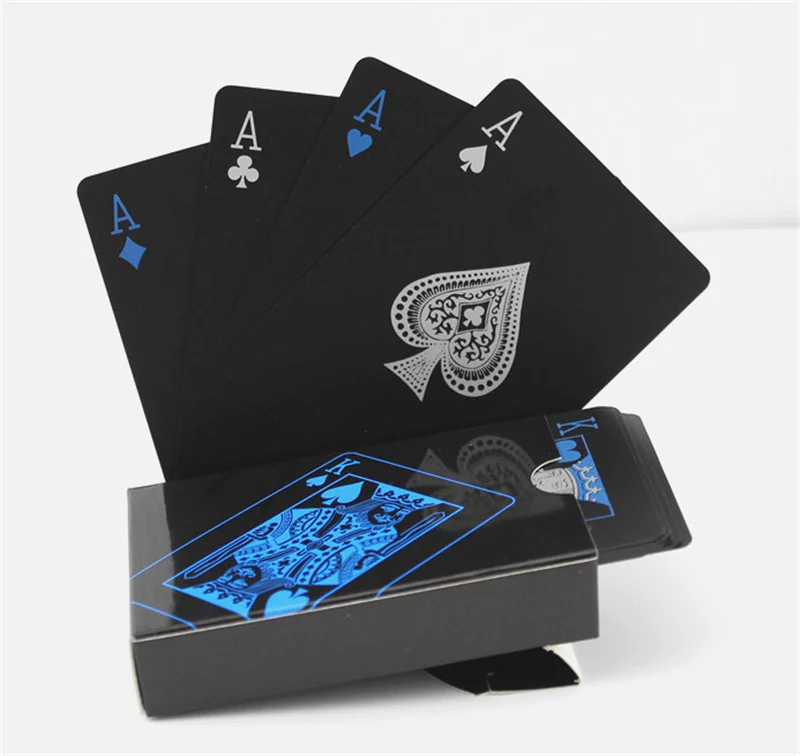 One set 54pcs Novelty Waterproof pure Black color plastic pvc poker