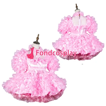 

Sissy maid satin dress lockable Uniform cosplay costume Tailor-made[G3784]