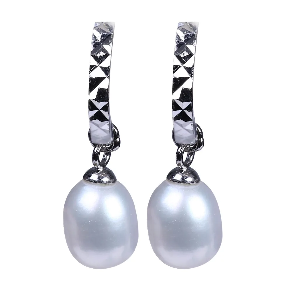 Pearl Dangle Earrings 925 Sterling Silver 7mm Natural Tear Drop Shape