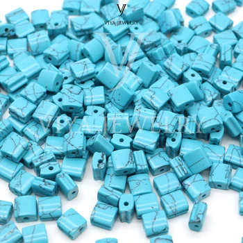 

(300pcs/lot)Wholesale Square Blue Red Lake Green Stone Beads For Men Women Jewelry Making Colorful Natural Ges Bead For Bracelet