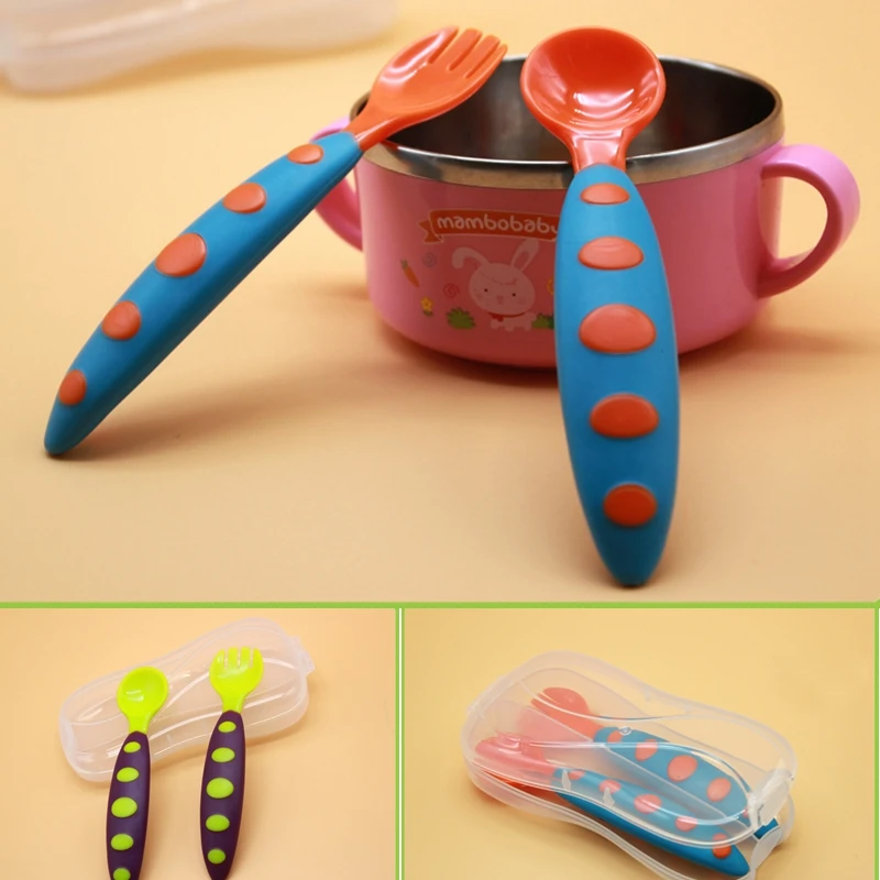 

2PCS/set PP Cute Baby Dinner Utensils Baby Spoon and Fork Children's Cutlery Toddler Feeding Spoon Fork Baby Things