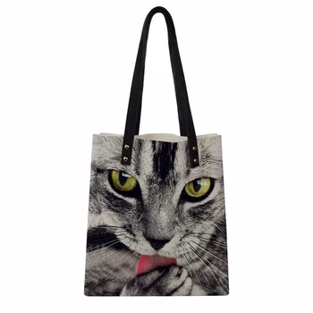 

Customized Women Shoulder Bag Soft Leather Top Handle Bags Ladies Cute Cat Tote Handbag High Quality Women's Handbags Wallets