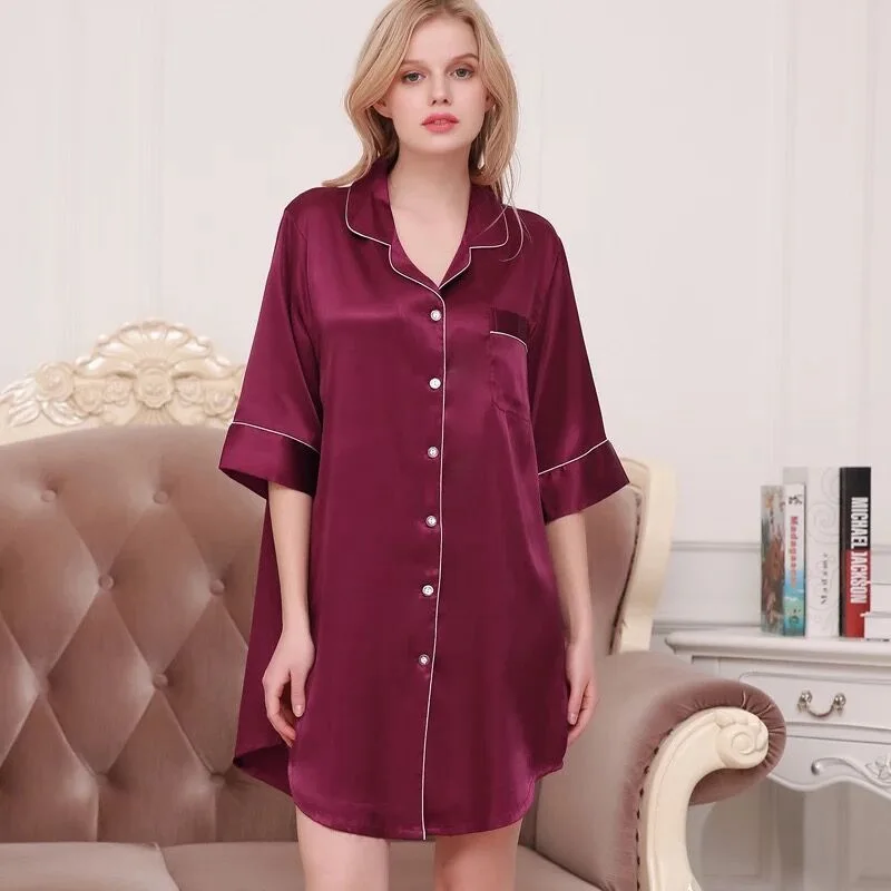 CEARPION/Женская длинная рубашка для сна, летняя свободная ночная рубашка-пеньюар, сексуальная пижама для сна для мальчика, короткий рукав, ночная рубашка, Халат