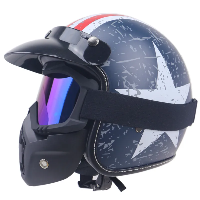 ZR052 серии 3/4 jet мотоциклетный шлем DOT утвержден старинный капитан дизайн с маской