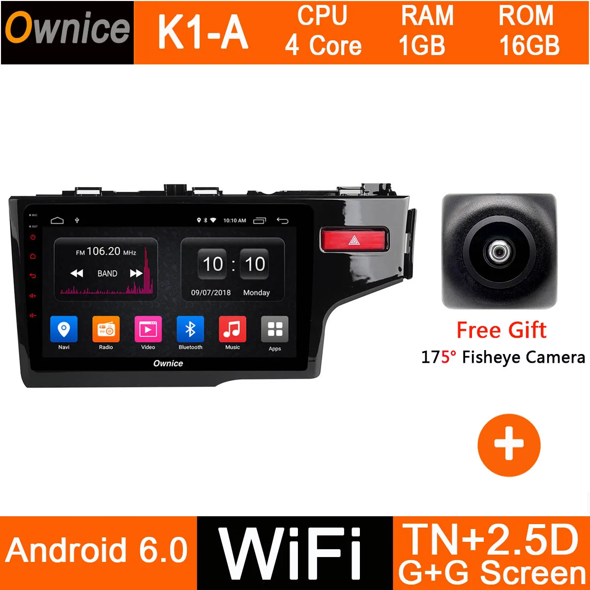 K1-A Ips+ 2.5D Android автомобильный DVD gps Navi Радио для Honda Fit Jazz(правая рука) Мультимедиа CarPlay DSP ADAS - Цвет: K1-A