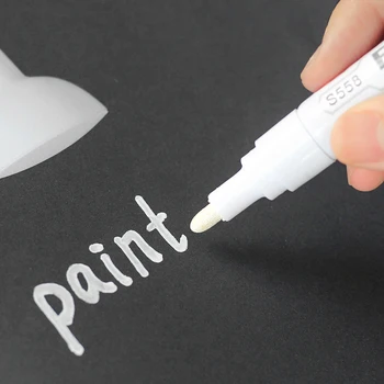 

2Pcs One Side Round Toe Marker Pen White Color Permanent Oil Type Car Mobile Scratch Repair Dry Fast All Materials Home Office