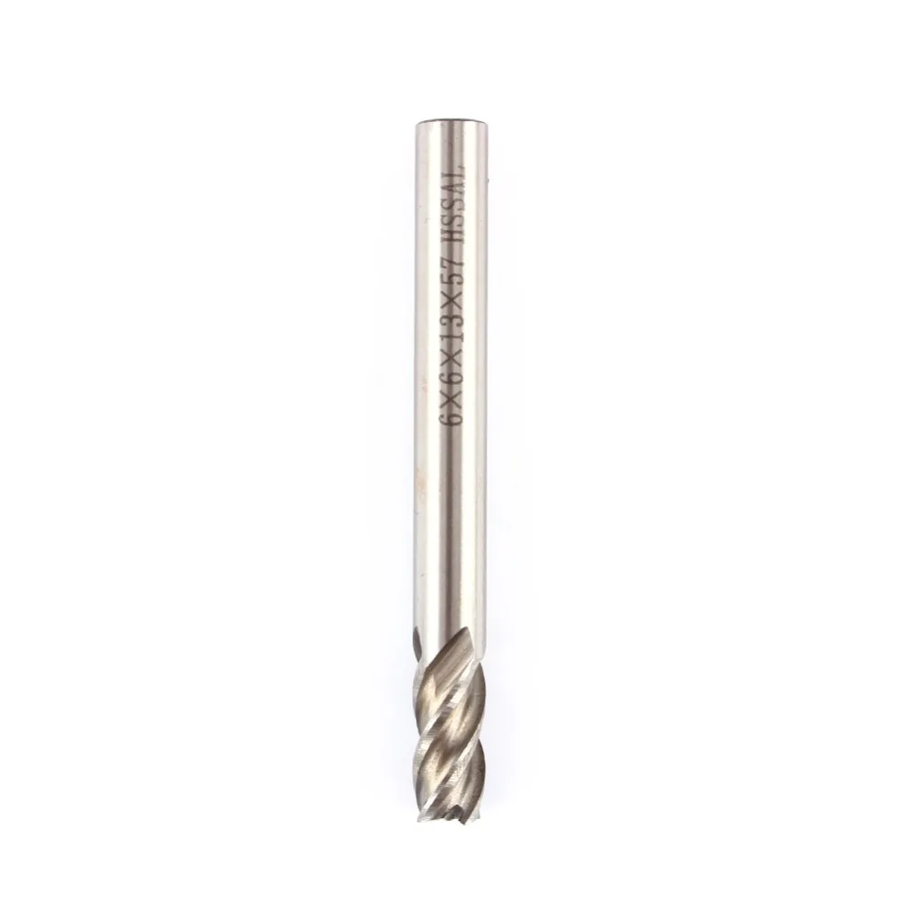 

High Quality 6mm HSS End Mill Cutter CNC Straight Shank 4 Flute Drill Bit Tools Accessory 6mmx6mmx13mmx57mm
