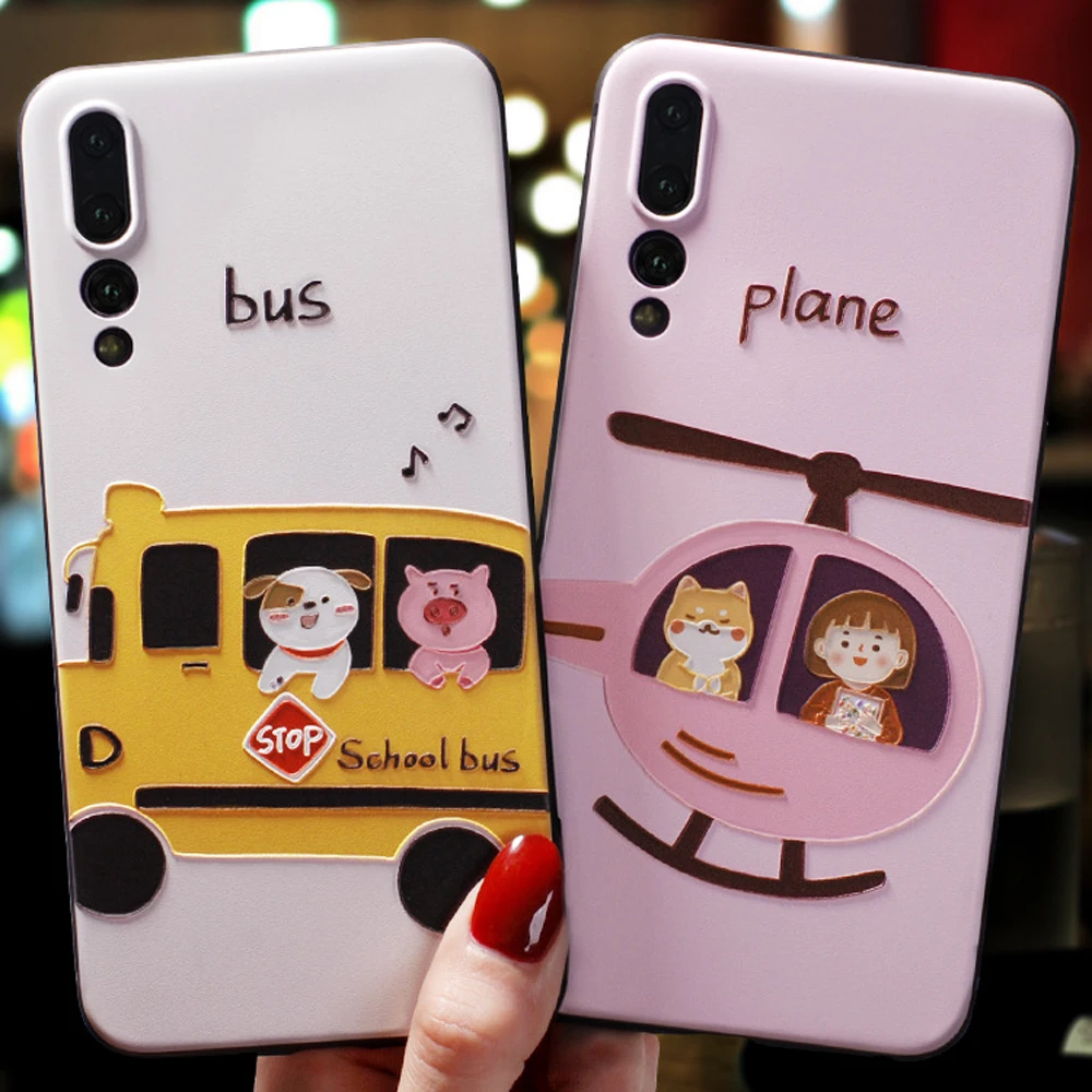 

Heyytle Cute 3D Emboss Case For Huawei P30 Lite P20 P10 Plus Mate 20 Pro 20x 10 9 Cases Cartoon Patterned Cases TPU Cover Fundas