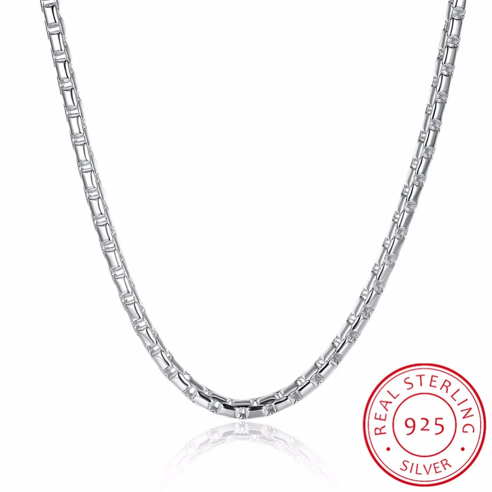 LEKANI Men's Fine Jewelry 20 "'50 cm 925 Sterling Silver 5mm round necklace simple cable chain