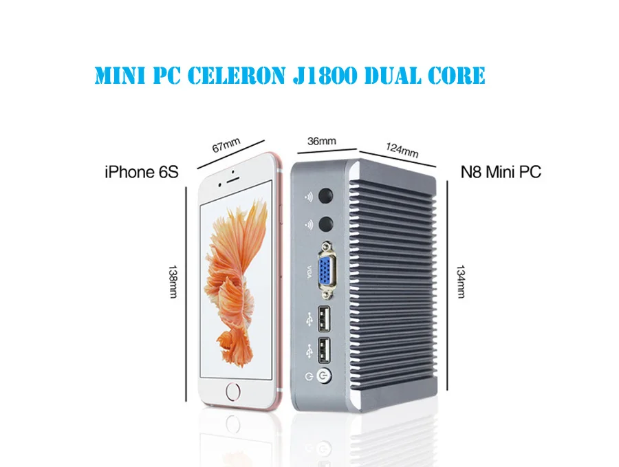 2lan Celeron J1800 двухъядерный NUC Intel HD Графика безвентиляторный мини-ПК Windows 7 VGA USB slim компьютер PALM Размер TV Box 4 г Оперативная память 64 г