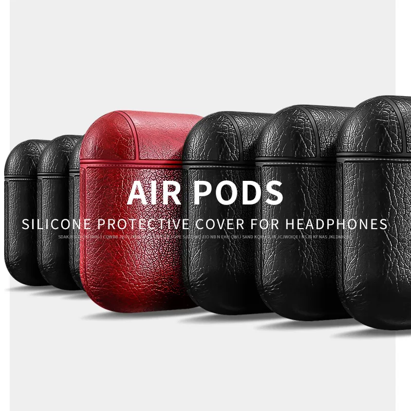 Чехол из натуральной кожи с кнопками для наушников Apple Airpods 1/2 | Электроника