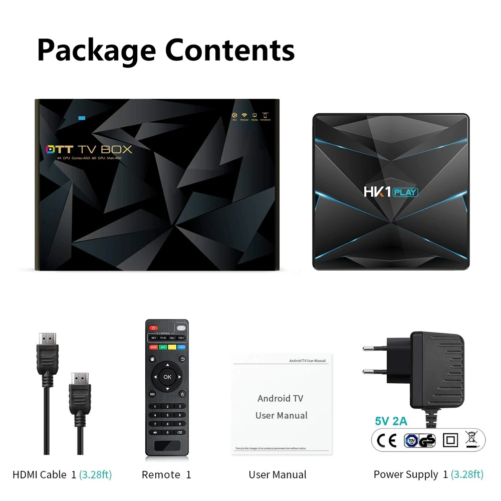  HK1 PLAY TV Box Android 9.0 Amlogic S905 X2 2/4GB DDR3 16/32/64GB Max USB3.0 wifi Support 4K H.265 