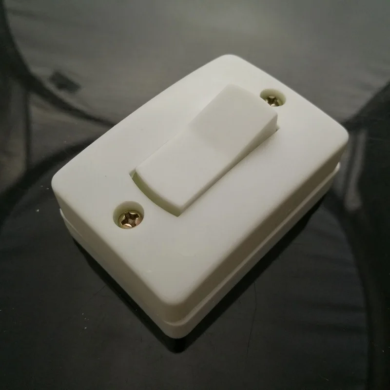 Plastic White Rectangle Rocker Switch 6A Surface Mounted Switch 10PCS