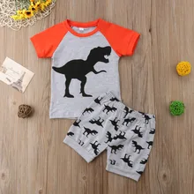Toddler Kids Baby Boys Dinosaur Print Tops Short T-shirt Striped Short Pants Outfits Clothes Set 2019 Toddler Kids Baby Boys Dinosaur Print Tops Short T-shirt Striped Short Pants Outfits Clothes Set 2019
