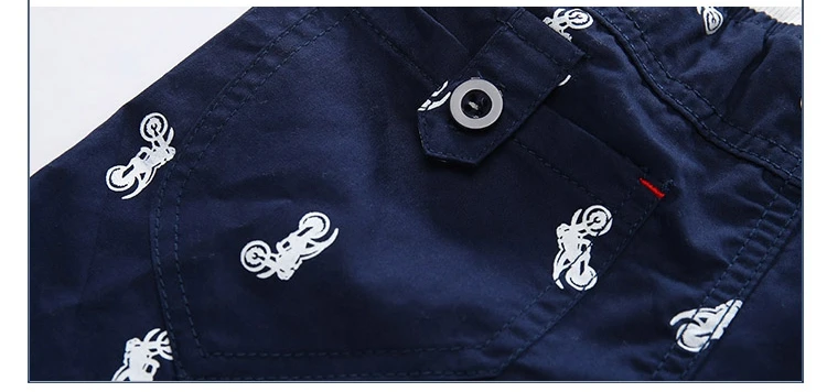 2018 Summer Child Kids Fashion Elastic Waist Motorcycle Print Navy Blue Khaki Cotton Sports Football basketball Baby Boy Shorts (7)
