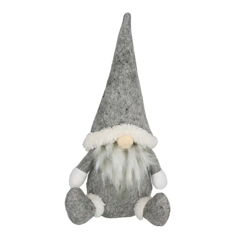 Счастливого Рождества длинная шляпа шведский Санта гном плюшевые куклы украшения игрушки ручной работы праздничные вечерние украшения для дома - Цвет: Серый