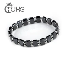 Круглые бусины ромбовидная секция керамический браслет женский мужской черный белый аксессуар ювелирные изделия эластичный браслет весенние ювелирные изделия унисекс