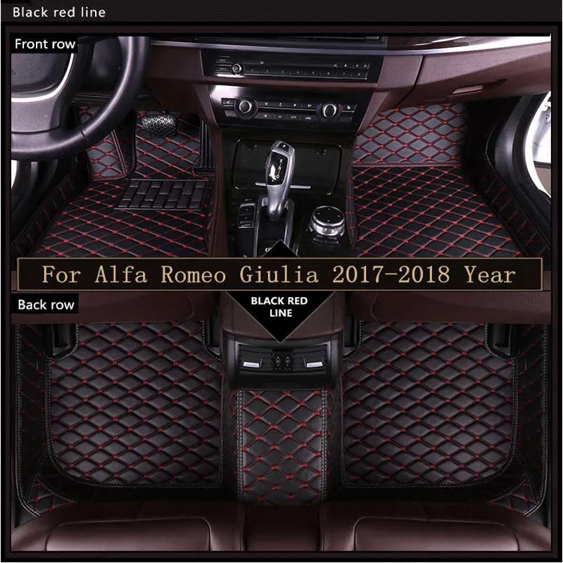 

New 3D Leather Car Floor Mats For Alfa Romeo Giulia 2017-2018 Custom Auto Foot Pad Automobile Carpet Cover