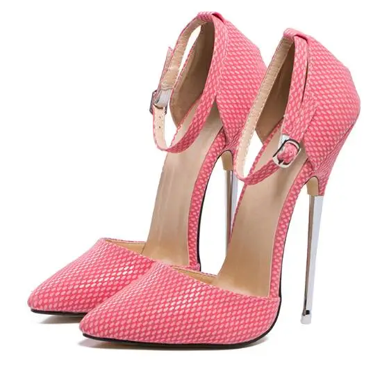 Sexy high heel for women buckle strap pointed toe super high thin heels lace-up women Summer stilettos designer shoes pink shoes