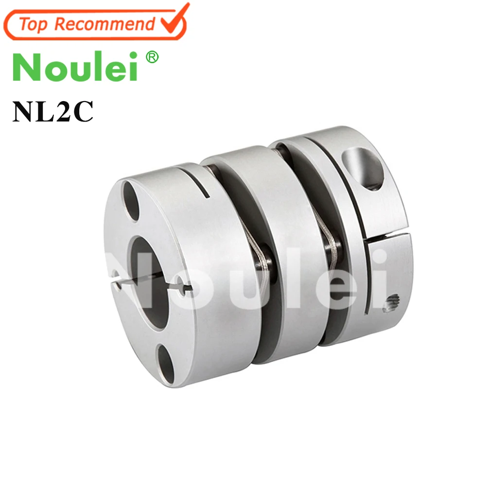 

Noulei NL2C Clamp type Double Disc Coupling D26mm 32mm 34mm 39mm 44mm, Flexible Shaft Coupler Customize inner hole size