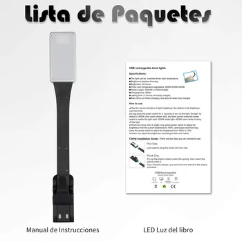 

Mini USB LED Reading Lamp Book Clip 3 Color Brightness 360 Degree LED Lamps for Book Reading Light #4