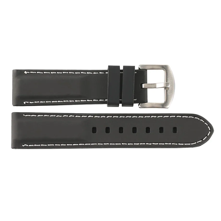 YISUYA Silicone 22mm24mm Black Pin Buckle Watch Strap RedWhite Outdoor Sport Rubber Wristwatch Band Top Quality Replacement  (16)