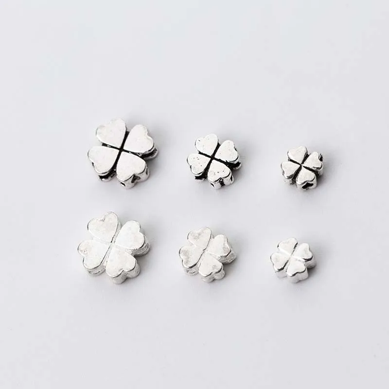 

925 Sterling Silver Pretty Clover Spacer Beads 5mm 6mm 8mm Decoration Craft Silver Charm Beads DIY Jewelry Making Bracelets