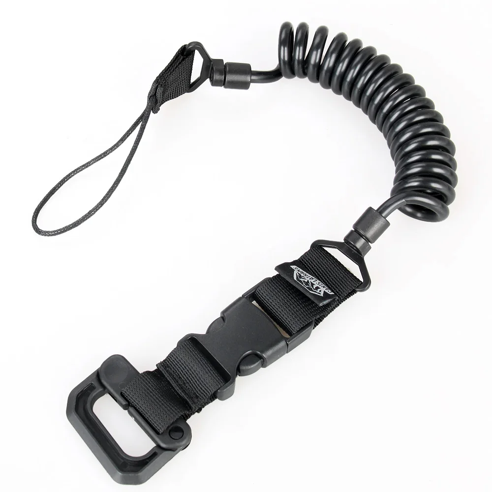 

PPT Tactical Pistol Sling Black Color Spring Lanyard About 120-125cm Length Gun Sling Outdoor Accessories PP13-0046